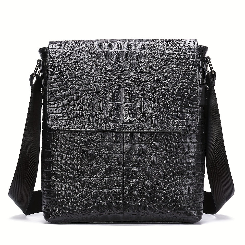 Men's Crocodile Pattern Leather Shoulder Bag - Casual Business Crossbody Bag